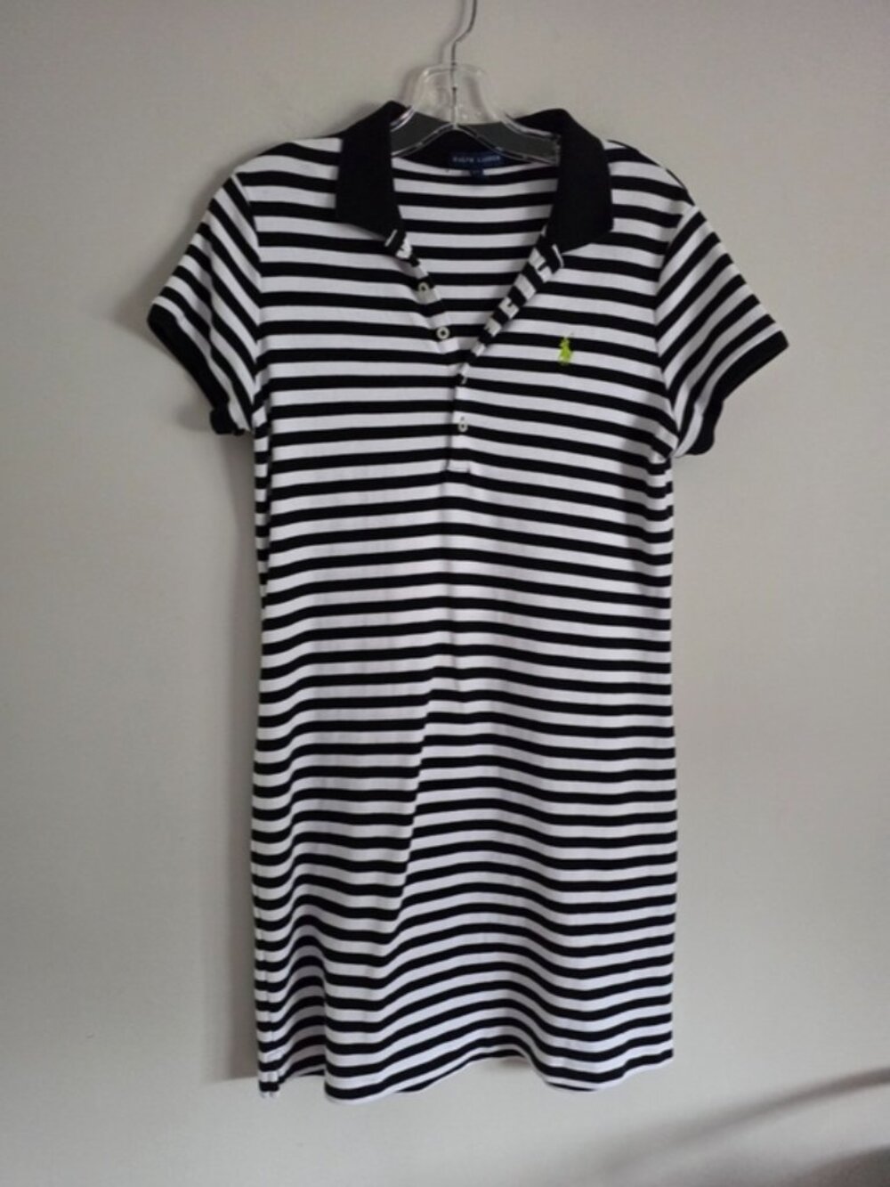 Ralph Lauren Black and White Striped Polo Midi Dress